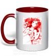 Чашка з кольоровою ручкою Девушка аниме арт красный Червоний фото