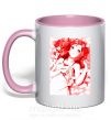 Чашка з кольоровою ручкою Девушка аниме арт красный Ніжно рожевий фото
