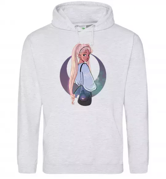 Женская толстовка (худи) Сейлор Мун рисунок Серый меланж фото