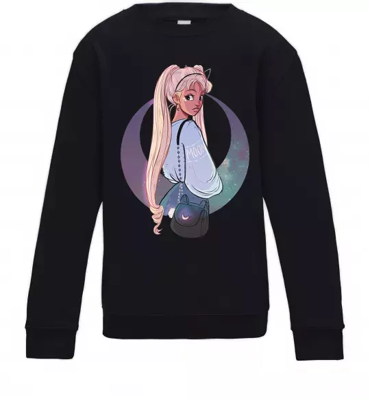 Детский Свитшот Сейлор Мун рисунок Черный фото