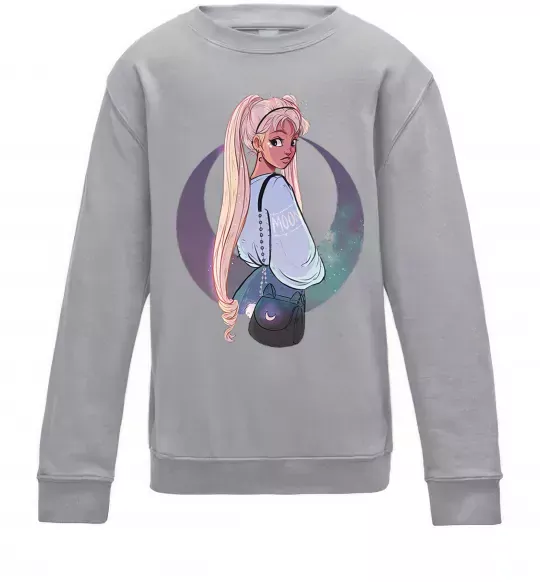 Детский Свитшот Сейлор Мун рисунок Серый меланж фото