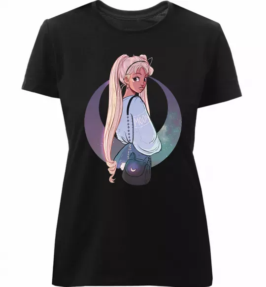 Жіноча преміум футболка Сейлор Мун рисунок Чорний фото