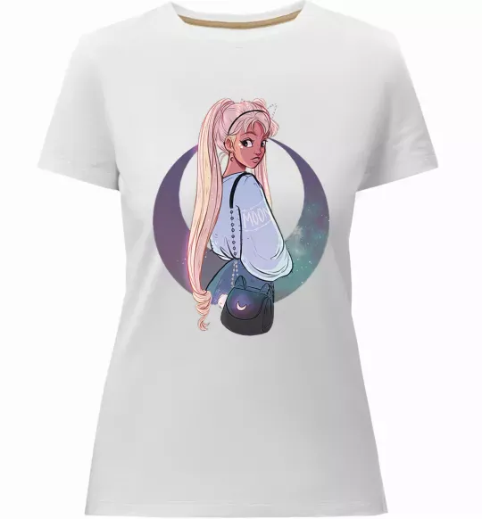 Жіноча преміум футболка Сейлор Мун рисунок Білий фото