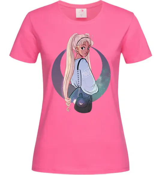 Жіноча футболка Сейлор Мун рисунок Яскраво-рожевий фото