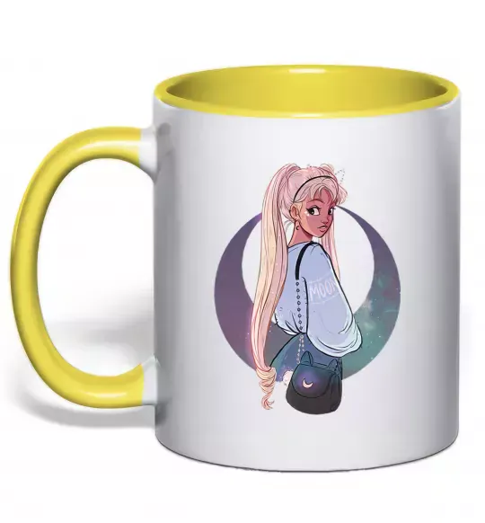 Чашка з кольоровою ручкою Сейлор Мун рисунок Сонячно жовтий фото