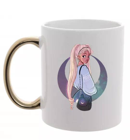 Чашка з кольоровою ручкою Сейлор Мун рисунок Золото фото