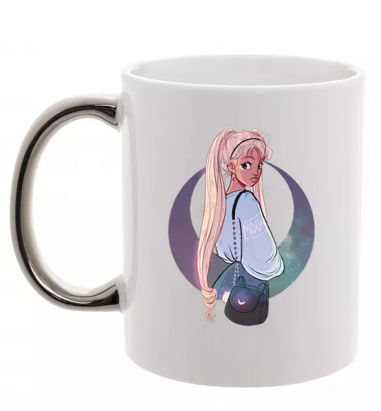 Чашка з кольоровою ручкою Сейлор Мун рисунок Срібло фото