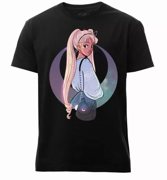 Чоловіча преміум футболка Сейлор Мун рисунок Чорний фото