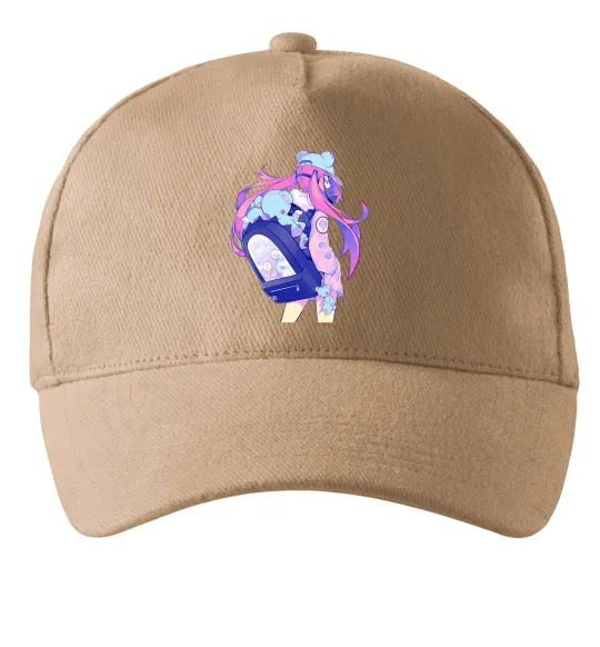Кепка Дівчина аніме спина Пісочний фото