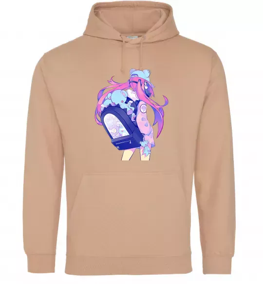 Чоловіча толстовка (худі) Дівчина аніме спина Пісочний фото