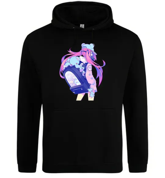 Жіноча толстовка (худі) Дівчина аніме спина Чорний фото