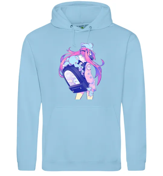 Жіноча толстовка (худі) Дівчина аніме спина Блакитний фото
