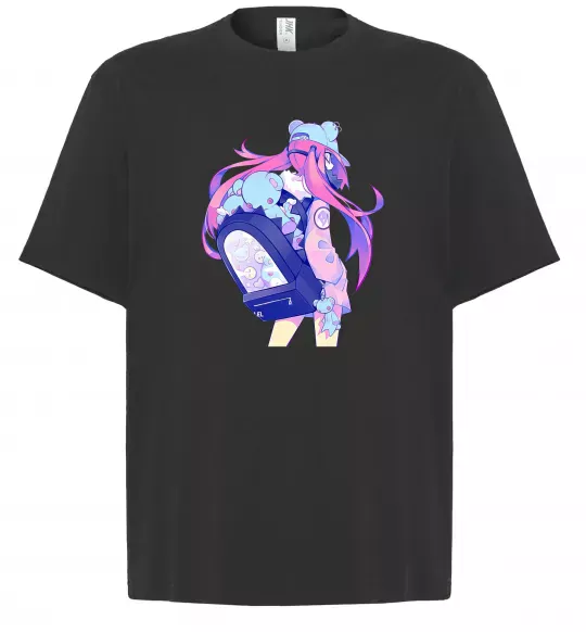 Футболка Оверсайз Дівчина аніме спина Черный фото