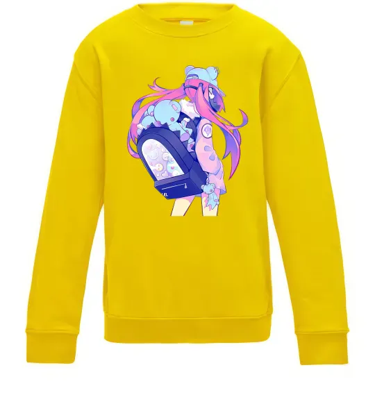 Дитячий світшот Дівчина аніме спина Сонячно жовтий фото