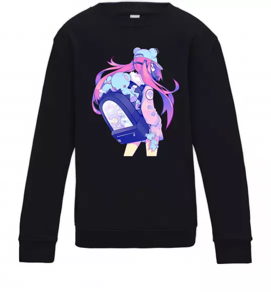 Дитячий світшот Дівчина аніме спина Чорний фото