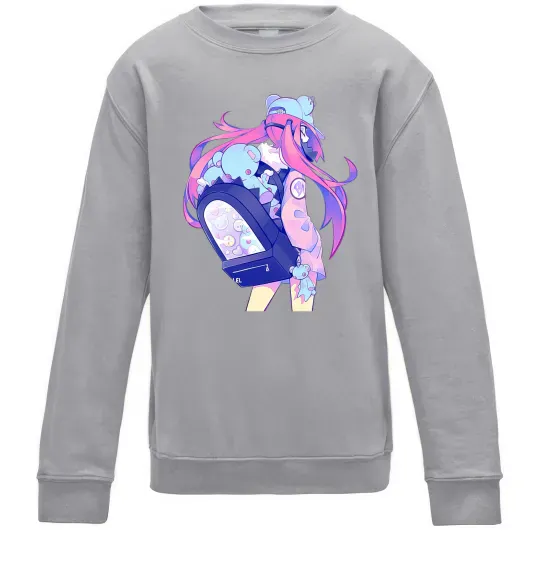 Дитячий світшот Дівчина аніме спина Сірий меланж фото