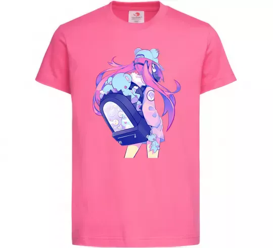 Дитяча футболка Дівчина аніме спина Яскраво-рожевий фото