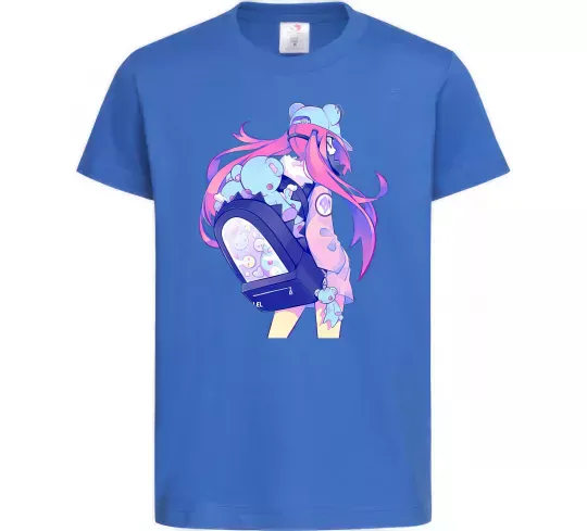 Дитяча футболка Дівчина аніме спина Яскраво-синій фото