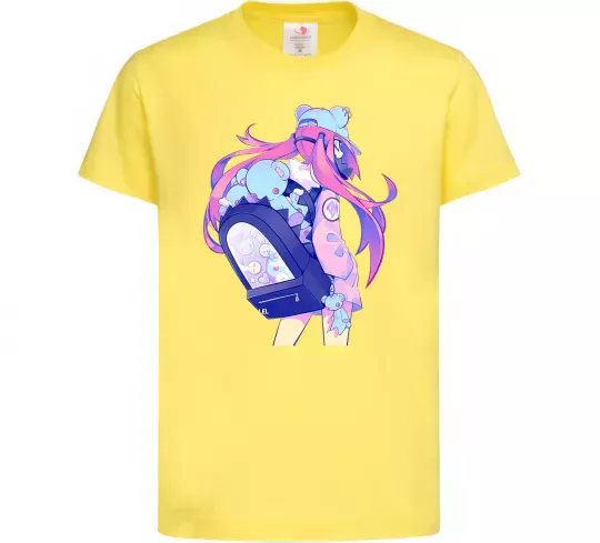 Дитяча футболка Дівчина аніме спина Лимонний фото