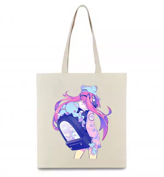 Эко-сумка Дівчина аніме спина Бежевый фото