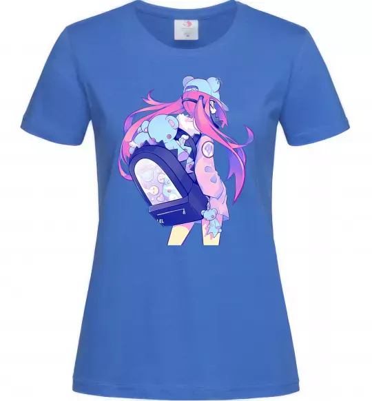 Женская футболка Дівчина аніме спина Ярко-синий фото