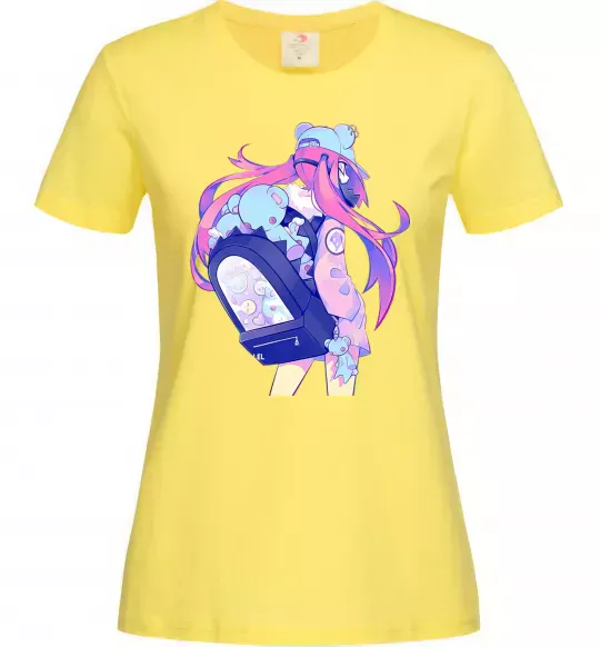 Женская футболка Дівчина аніме спина Лимонный фото