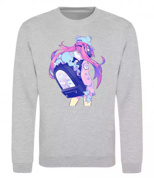 Свитшот Дівчина аніме спина Серый меланж фото