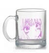 Чашка стеклянная Девочка аниме розового цвета Прозрачный фото