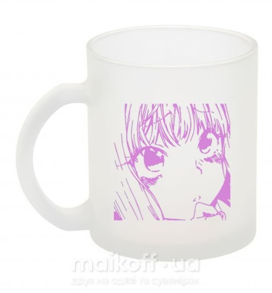 Чашка стеклянная Девочка аниме розового цвета Фроузен фото