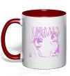 Чашка з кольоровою ручкою Девочка аниме розового цвета Червоний фото