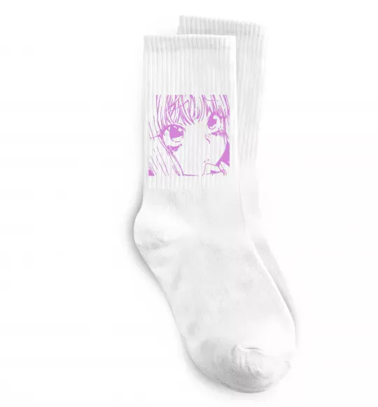 Шкарпетки Дівчинка аніме рожевого кольору Білий фото