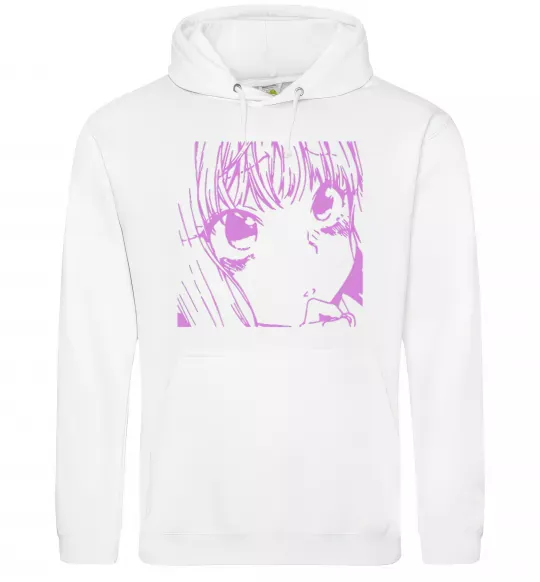 Чоловіча толстовка (худі) Дівчинка аніме рожевого кольору Білий фото