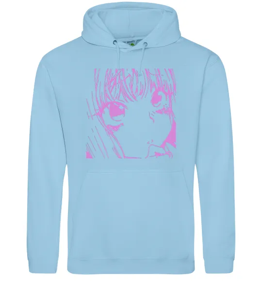 Жіноча толстовка (худі) Дівчинка аніме рожевого кольору Блакитний фото