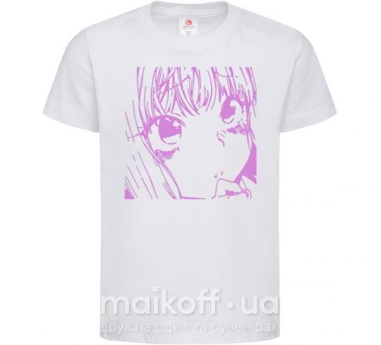 Детская футболка Девочка аниме розового цвета Белый фото