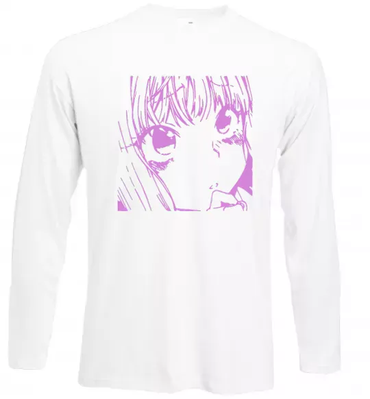 Лонгслів Дівчинка аніме рожевого кольору Білий фото