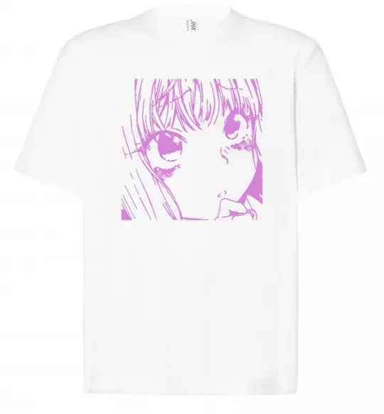 Футболка Оверсайз Дівчинка аніме рожевого кольору Белый фото