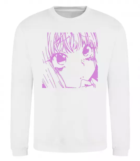 Свитшот Дівчинка аніме рожевого кольору Белый фото