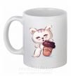 Чашка керамічна Coffee kitten Білий фото