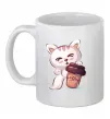Чашка керамічна Coffee kitten Білий фото