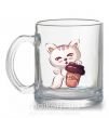 Чашка стеклянная Coffee kitten Прозрачный фото