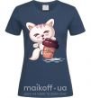 Жіноча футболка Coffee kitten Темно-синій фото
