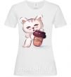 Женская футболка Coffee kitten Белый фото