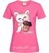 Жіноча футболка Coffee kitten Яскраво-рожевий фото