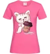 Жіноча футболка Coffee kitten Яскраво-рожевий Жіноча футболка Coffee kitten Яскраво-рожевий фото