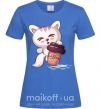 Жіноча футболка Coffee kitten Яскраво-синій фото
