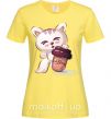 Женская футболка Coffee kitten Лимонный фото