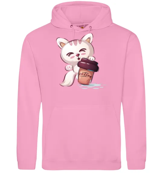 Женская толстовка (худи) Coffee kitten Розовый фото