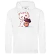 Женская толстовка (худи) Coffee kitten Белый фото