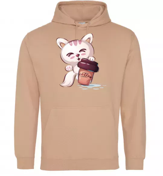Женская толстовка (худи) Coffee kitten Песочный фото