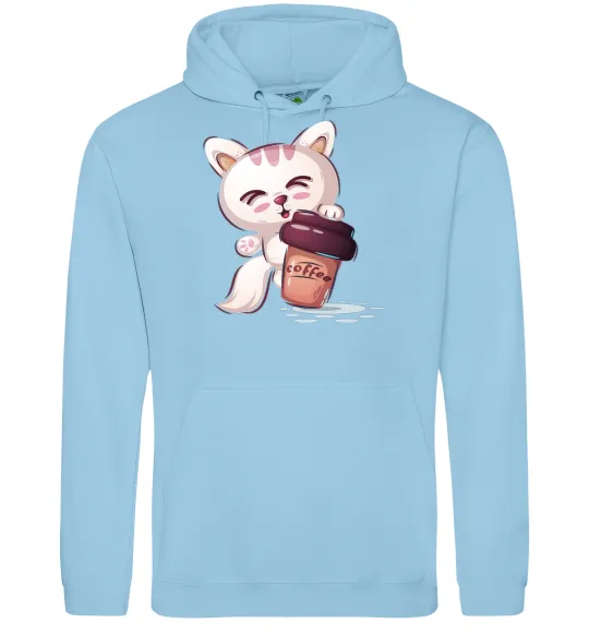 Женская толстовка (худи) Coffee kitten Голубой фото